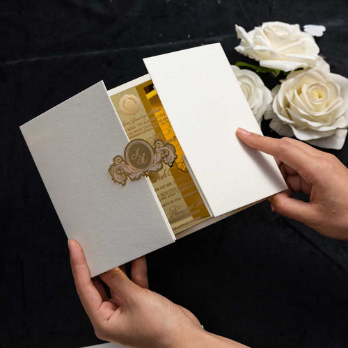 luxurious mirror acrylci wedding invitation pocket fold invitation