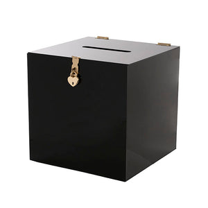 black acrylic wishing well box with key