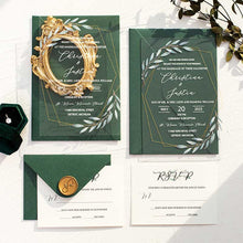 acrylic wedding invitation geometric botanical leaves suite