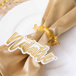 2 layer acrylic place name wedding white and gold side