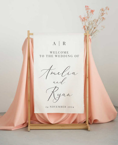 fabric cloth wedding welcome sign - amelia classic