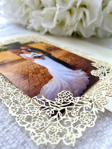 laser-cut thank you card with photo