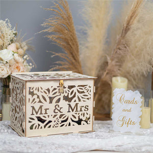 mrs and mrs wooden laser-cut wishing well box 2