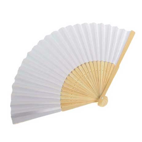 white paper and bamboo wedding fan