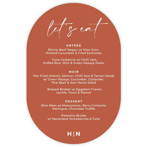 double arch menu card white ink print