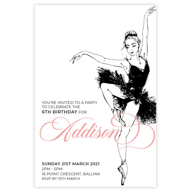 ballerina birthday invitation