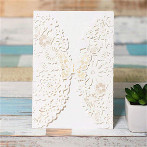 Butterfly Laser-cut invitation white