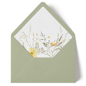 wild blooms envelope liner yellow with green envelopes