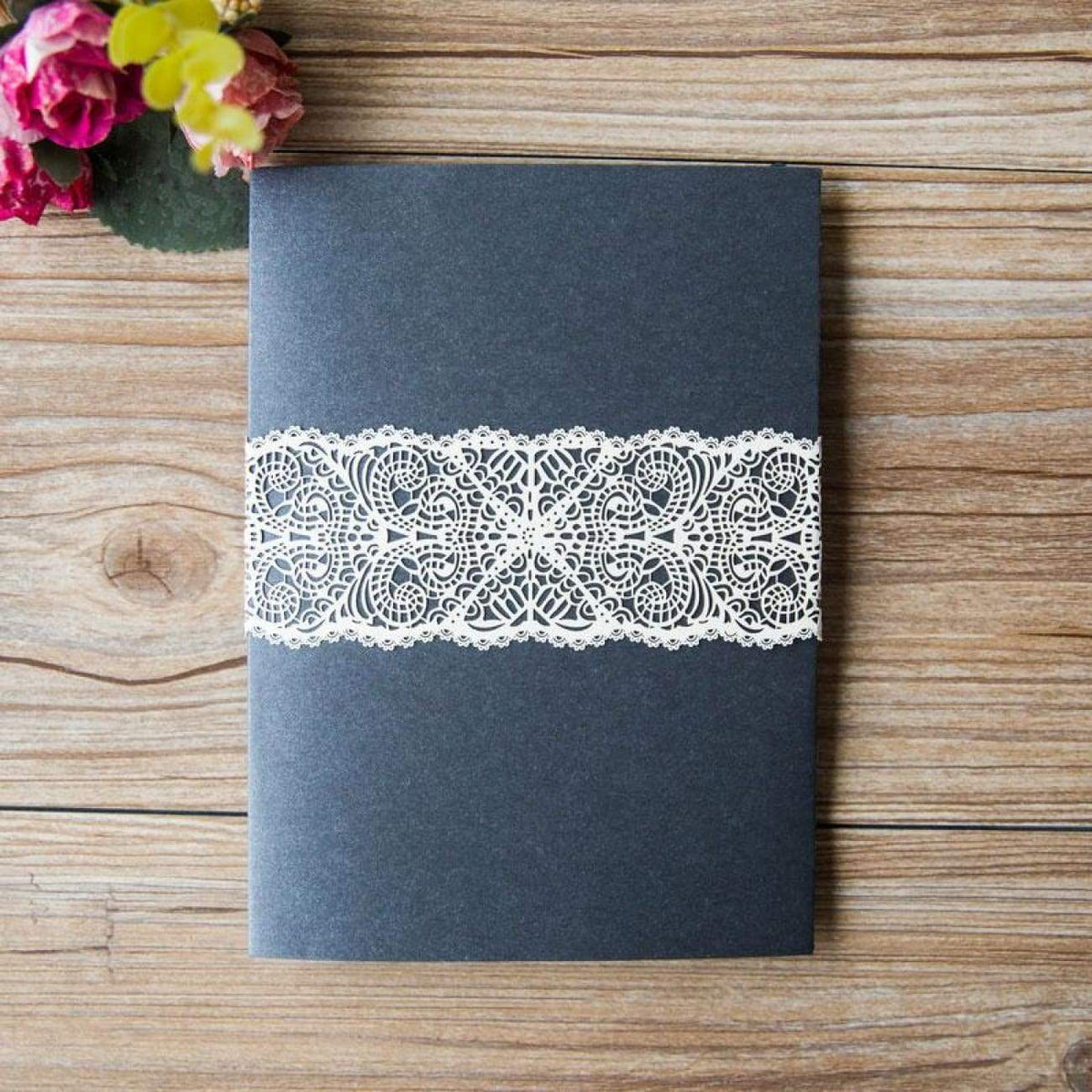 Lasercut Belly Band Wedding Stationery Pixel and Ink Designs