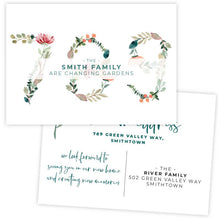 moving announcement card floral numbers postcard