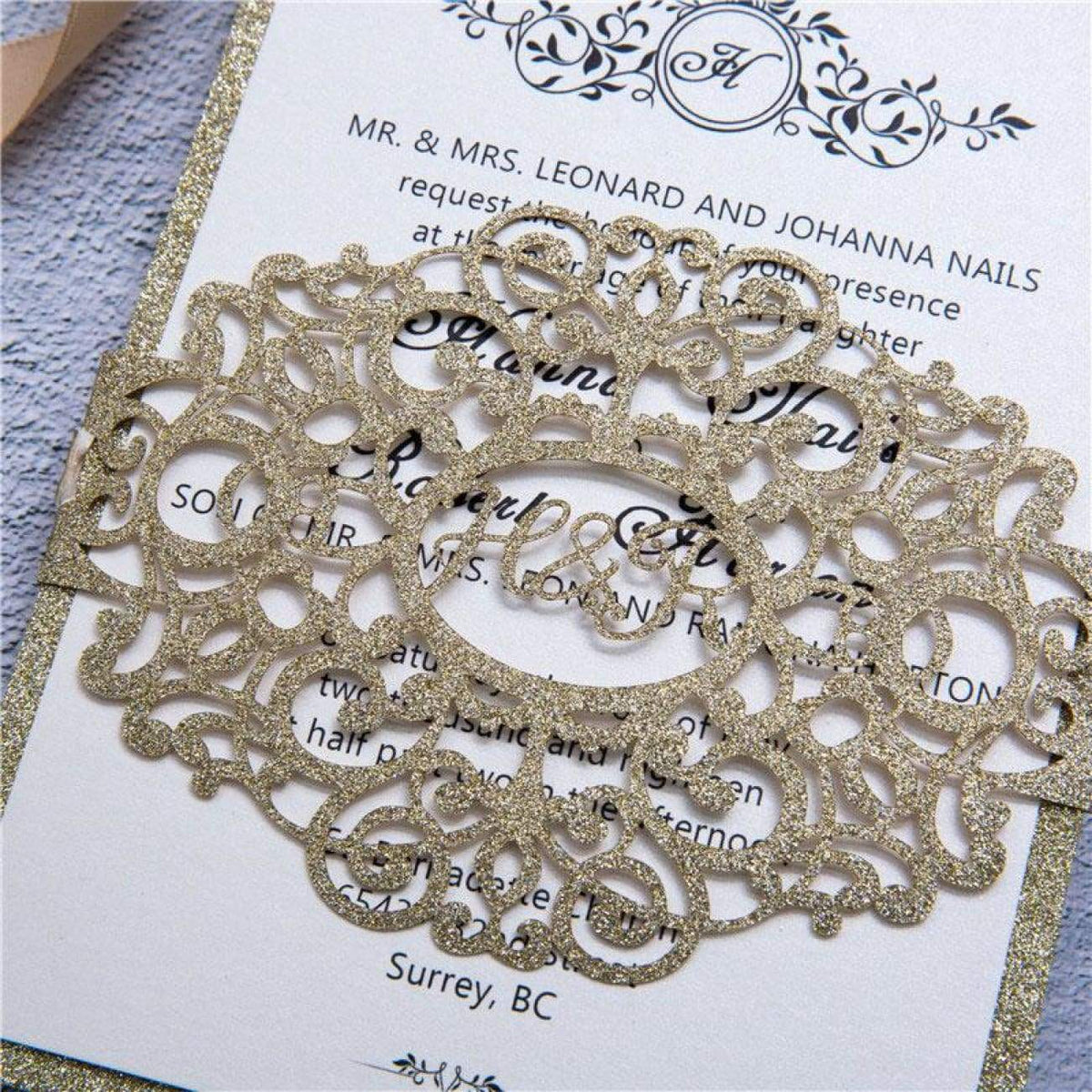 Lasercut Belly Band Wedding Stationery Pixel and Ink Designs