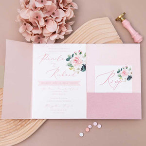 pink velvet pocket invitation