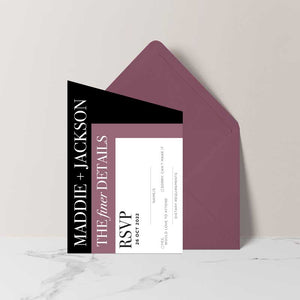 black and white modern wedding invitation