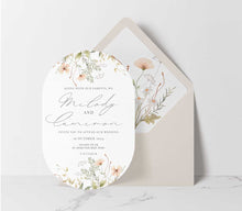 wild blooms wedding invitation peach double arch diecut