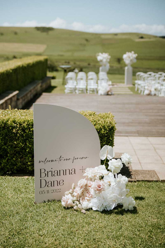 arch wedding welcome sign real wedding