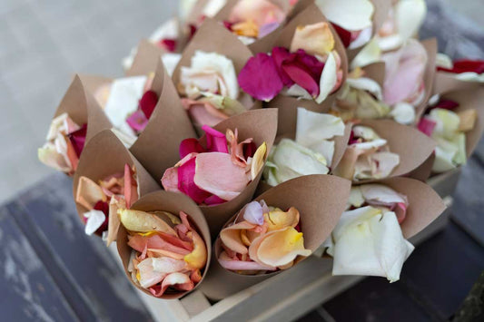 plain confetti cone toss with flower petails
