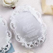 silver mirror luxury shape wedding invitation