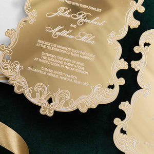 mirror gold acrylic vintage shape weddding invitation bottommirror gold acrylic vintage shape weddding invitation top