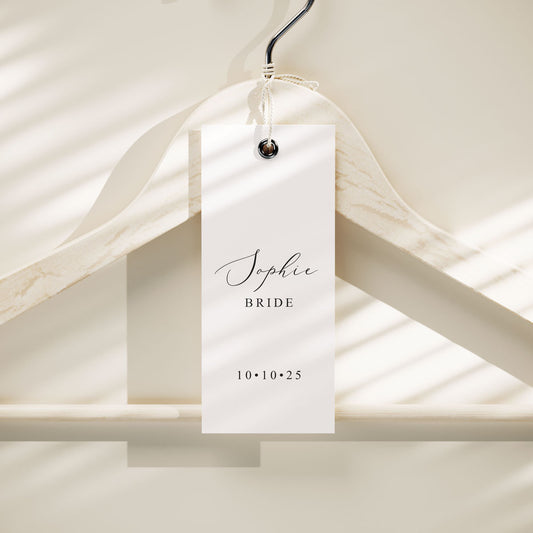 personalised wedding dress hanger tag with date