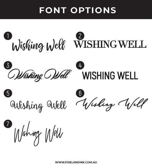 Wishing Well Decal Font Options