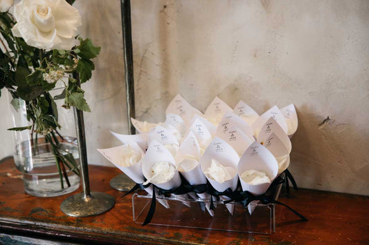 acrylic confetti cone holder styled
