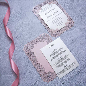 laser-cut-cut out wedding invitation and menu card