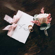 deluxe keepsake vow booklet with pink chiffon ribbon