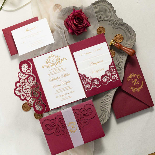 swirl laser-cut invitation pocket suite