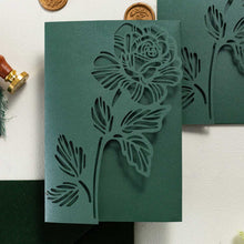 single rose laser-cut invitation pocket front