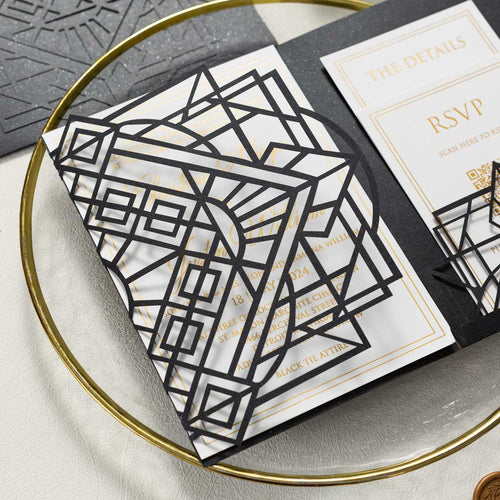 Geometric Gatsby - Laser-cut Tri-fold Pocket