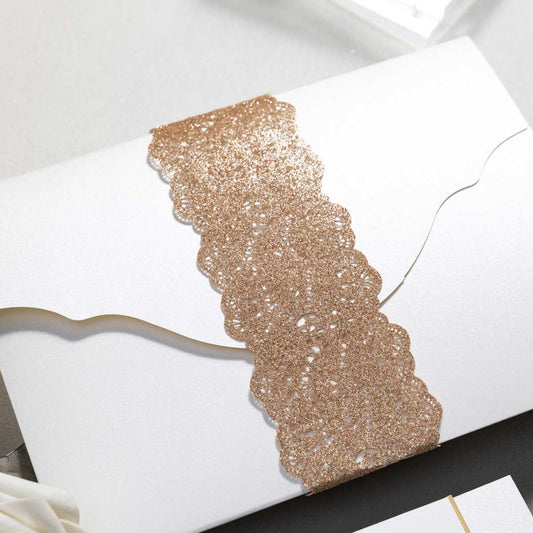 luxurious scallop tri-fold pocket glitter belly band