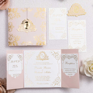 Luxurious Foil Pocket Fold Invitation Suite + Tag