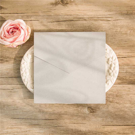 angle square tri-fold pocket grey closed