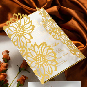 sunflower laser-cut invitation side