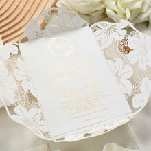 floral lily laser-cut invitation open
