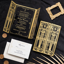 gold art deco design laser-cut invitation black and gold suite