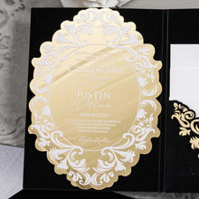 luxury mirror gold acrylic shape wedding invitation