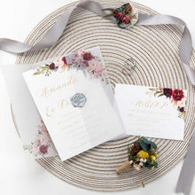 Marsala Flowers burgundy and pink peonie flowers on a vellum paper wrap jacket