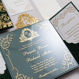 Luxurious Foil Pocket Fold Invitation Suite + Tag