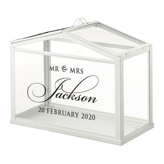 wishing well box with mr & mrs surname and wedding date
