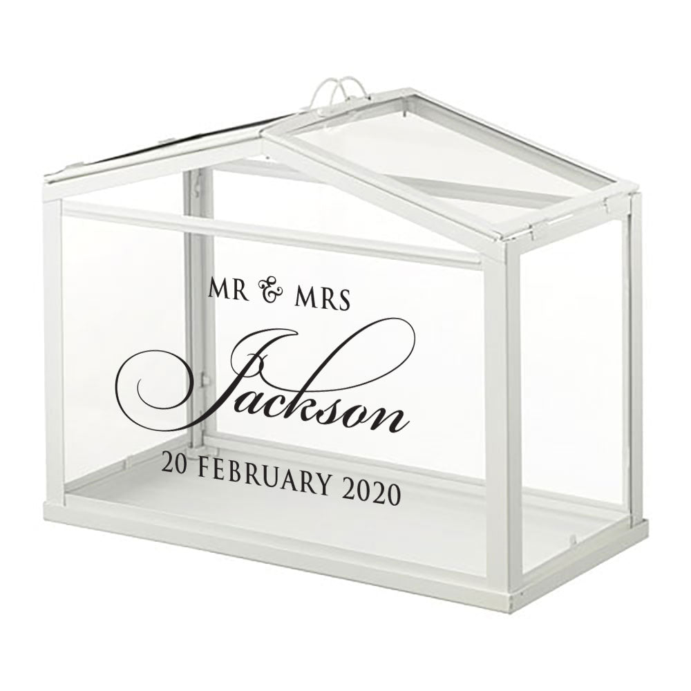 wishing well box with mr & mrs surname and wedding date