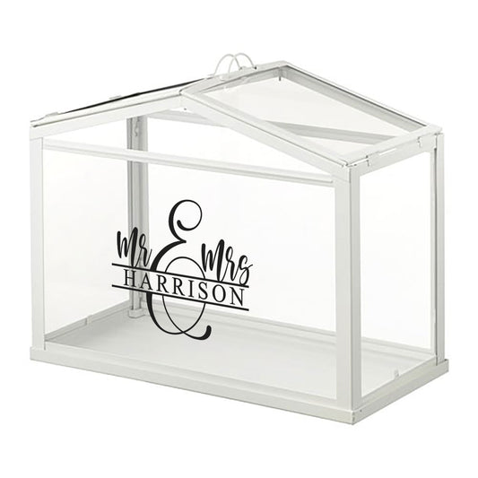 wishing well box with mr & mrs surname with ampersand the main feature