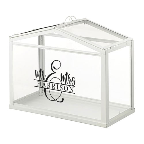 wishing well box with mr & mrs surname with ampersand the main feature