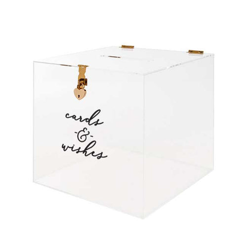 clear acrylic wishing well box with cards & wishes decal
