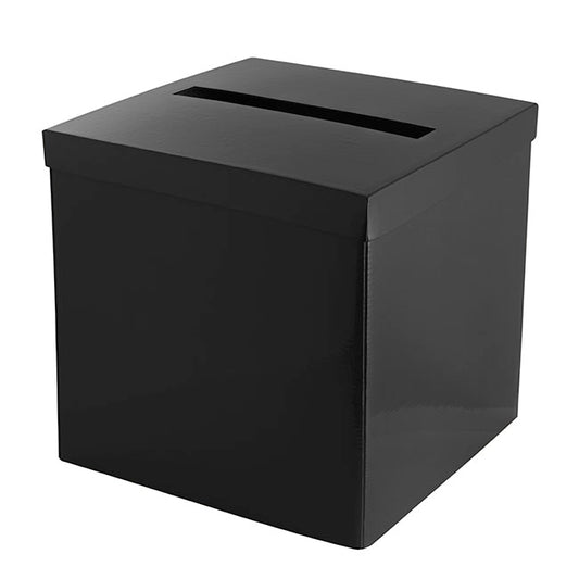 black cardboard wishing well box closed