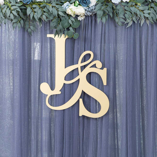 acrylic initials name plaque sign with ampersand closeup