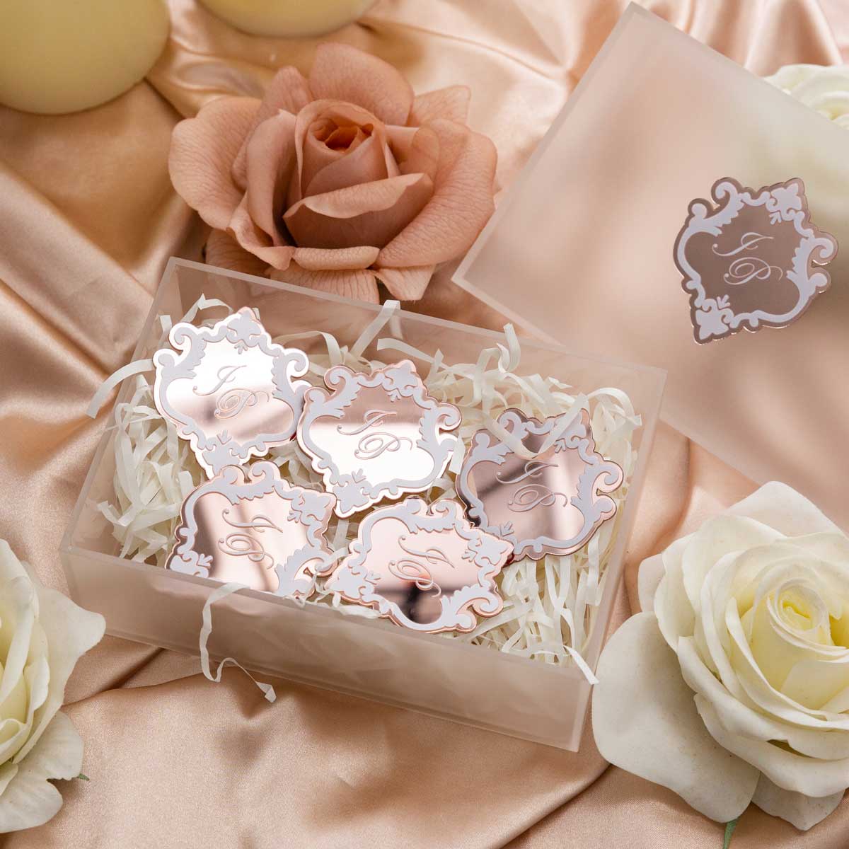 rosee gold acrylic emblem tag