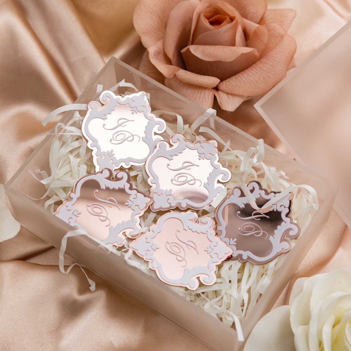 rosee gold acrylic emblem tag