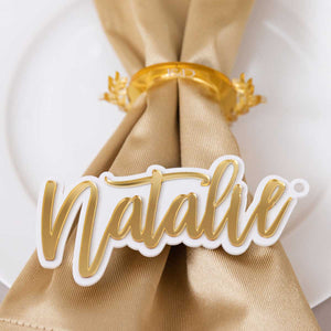 2 layer acrylic place name wedding white and gold