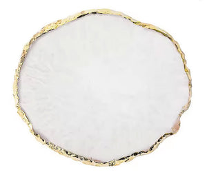 white and gold agate coasters